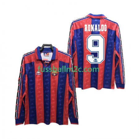 Fußballtrikots FC Barcelona RONALDO 9 Retro Heim Trikotsatz 1996 1997 Langarm